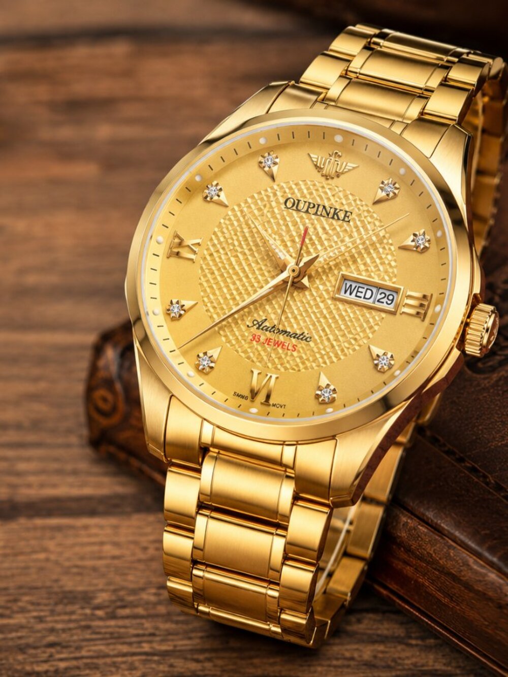 WA-15--OUPINKE 3323 Automatic Mechanical Gold Luxury Men's Watch